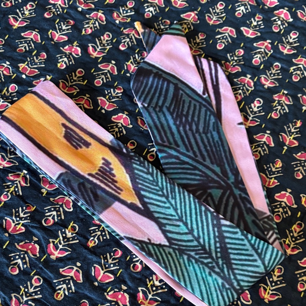 Tropical abstract  print abstract twilly skinny scarf Purse tie bandana
